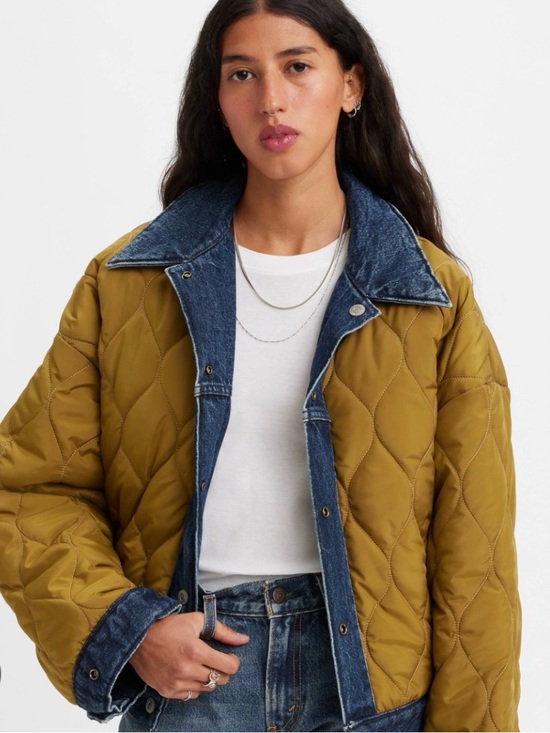 Levi's Jackets & Blazers - Levi's Blue Denim Trucker Jacket with Olive Quilted Lining